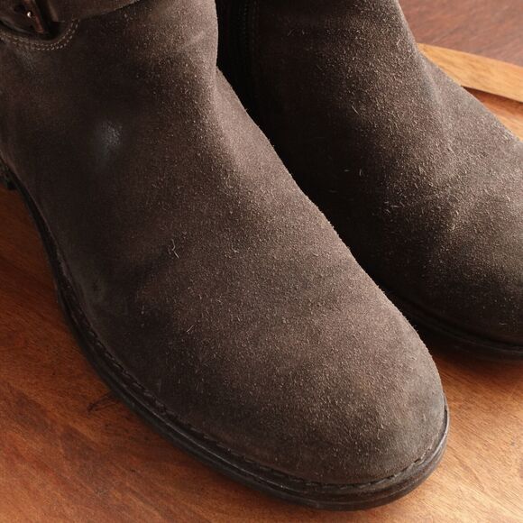 Alberto Fermani Boots Womens SZ EU 37 US 7 Brown Suede Tall Side Zip Riding Flat - Picture 5 of 16